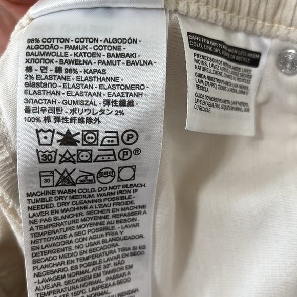 Levi’s Ribcage Straight Ankle High Rise Corduroy Pant Cream Size 28 - Picture 12 of 12